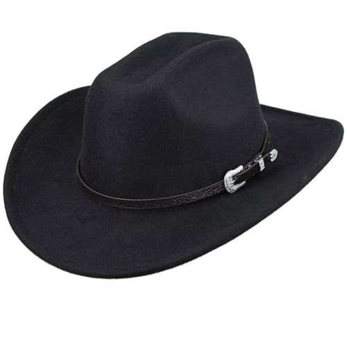 Utowo Men-Women Rodeo Felt-Cowboy-Hat With Western-Belt-Decor Vintage Outback-Cowgirl-Hat Country-Gus Fedora-Cap Size:M/L thumb #8