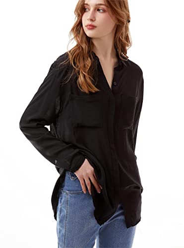 Image of TOUSYEA Sleep Shirts for Women Button Down Shirts Long Sleeve Sleepwear Swimsuit Cover Ups Soft Pajama Tops