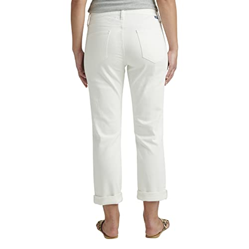 JAG Jeans Women's Carter Mid Rise Girlfriend Jeans, White 1, 123