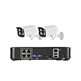 QDVOPHZA 8MP 4K HD Audio Webcam P2P POE Metal IP Camera 4/8CH NVR Lntelligent Motion Human Detection Network Video Monitor Kit(None,4CH NVR 2PCS Camera)
