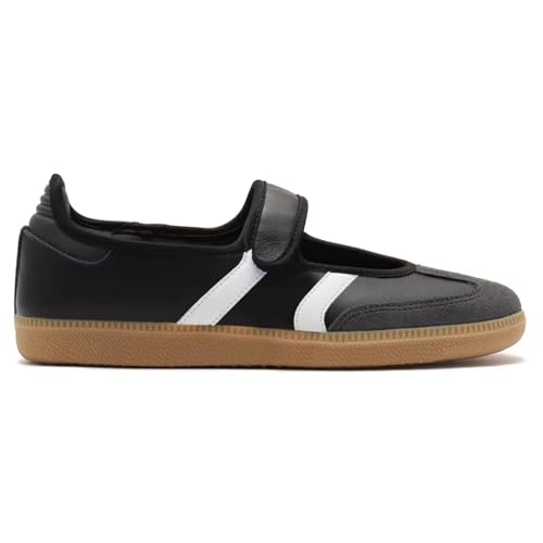 Image of Mary Jane Sneakers for Women Slip on Ballet Flats Walking Retro Sneakers | Round Toe Mary Jane Shoes,Hook and Loop,Lightweight Footwear,Women Fashion Sneakers for Walking, Travel, Workout, Daily Wear