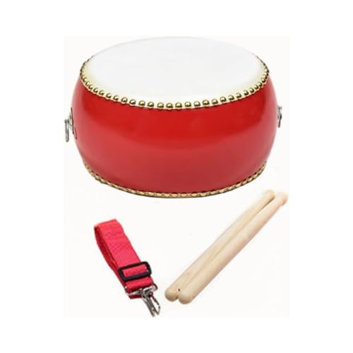 KCNN牛革ドラム 小ホールドラム バチストラップセット7インチ/8インチ/ 9インチ/10インチ 打楽器 ドラムキット 鉦・太鼓 子供用練習ドラム 練習用品 宴会 商業演奏 パーティー活動など (10インチ(直径32cm×高さ17cm))