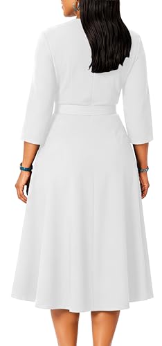 Image of ZVO Business Work Dress for Women Elegan Church V-Neck A Line Midi Dresses