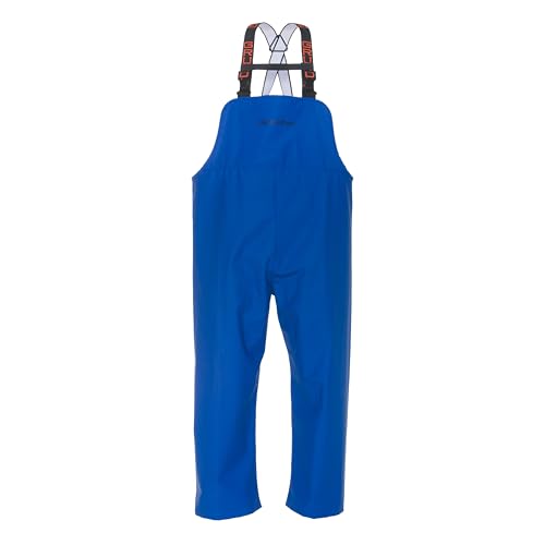 Grundns Mens Shoreman Bib Pants - Stain-Resistant Waterproof Seafood Processing Bibs Ocean Blue Large