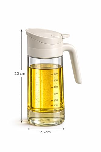 Image of Zollyss 2 in 1 Oil Dispenser and Sprayer, Glass Bottle with Fine Mist Spray Nozzle, Anti-Drip Pour Spout, Comfortable Handle Grip for Cooking and Salad (Oil Dispenser(600ml))