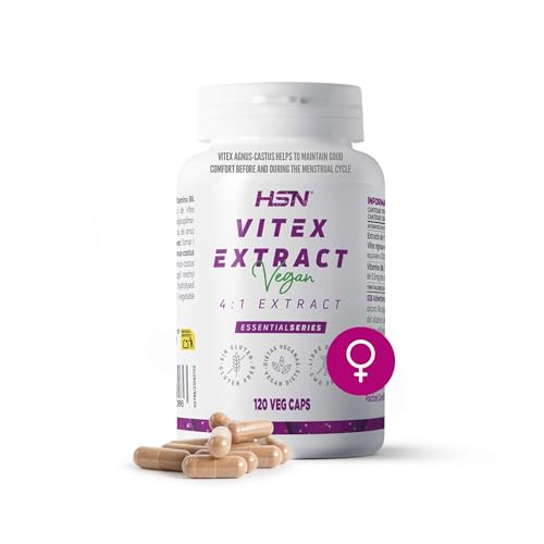 HSN Vitex Agnus Castus 300 mg | 120 Cápsulas Vegetales | Extracto 4:1 - equivalencia 1200mg Fruto de Sauzgatillo por Dosis Diaria | 1 Dosis al Día | No-GMO, Vegano, Sin Gluten