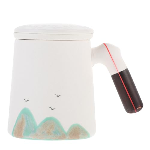 HOLIDYOYO 1 Set Ceramic Tea Infuser Mug with Lid Portable Tea Cup for School Office and Home Present Ready with Elegant Box Design