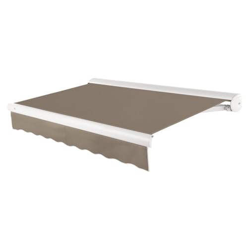 Awntech 16' Full Cassette Left Motor (16' x 10') Retractable Patio Awning, Taupe