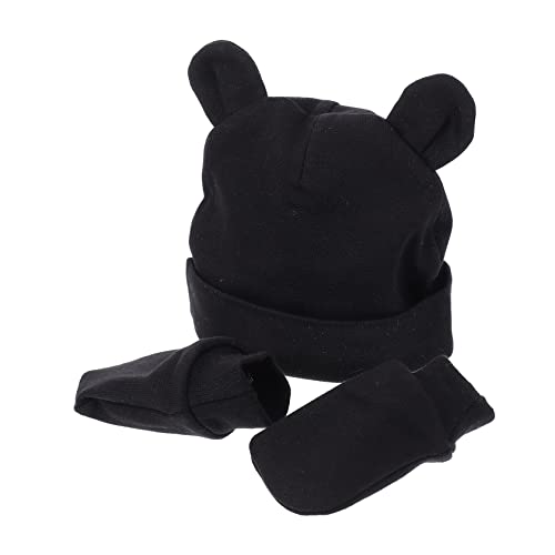 FOMIYES 1Set Protection Newborn Supplies with Beanie Hat and Scratch Hand Covers Winter Accessories for Boys Black