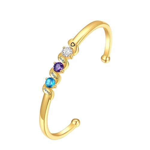 FindChic Customized Birthstone Bracelets for Women Girls Gold/Platinum Plated Cuff Bracelet Infinity Crystal Bracelets Birthday Gift for Mom, with Gif