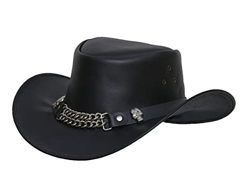 Chapeau haut-de-forme en cuir véritable de vachette fait main authentique
