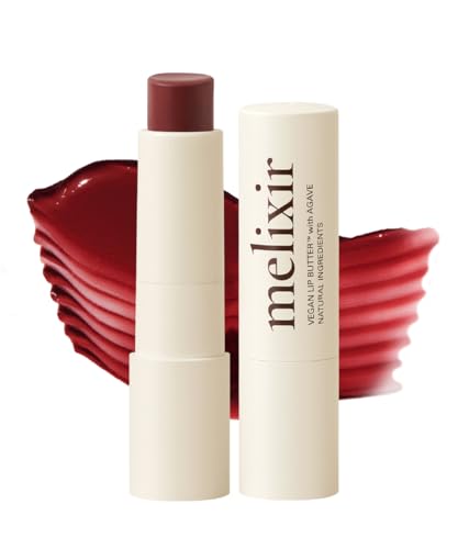 Image of Melixir Vegan Lip Butter (12 Colors), Hydrating Tinted Lip Balm Stick, Bee-Free, Petrolatum-Free, Plant-Based, Moisturizes Dry & Chapped Lips With Shea Butter, Sheer, Natural Finish - #18 Vintage Red