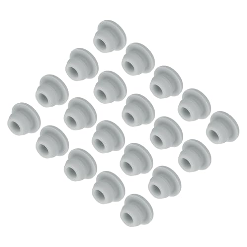 Image of MECCANIXITY 30pcs Silicone Snap in Locking Hole Plugs,6.5mm /0.3 Inch Mounting Diameter Narrow Groove Width 2mm Panel Seal Cover Round for Kitchen Bulkheads Waterproof Sealing Plugs Grey