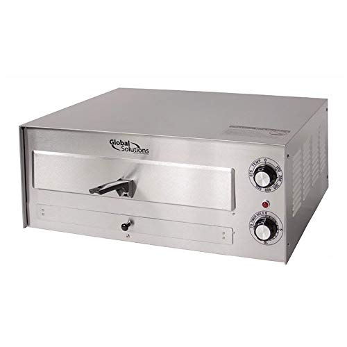 Global Solutions GS1010 Manual Multipurpose Oven, Countertop Commercial Pizza Oven, 120V Electric Snack Oven with 15-Minute Timer, Flip-Up Handle, Clean-Out Tray, Fits 12" Pizza