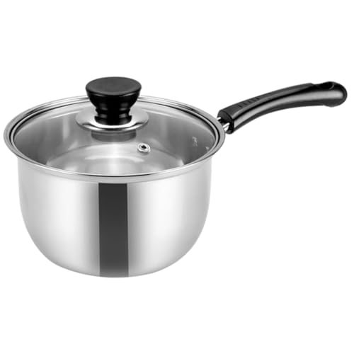 Holibanna Cacerola Pequeña De Acero Inoxidable Con Tapa y Asa Para Calentar Leche y Sopas Compatible Con Inducción Estilo De Tapa Aleatorio