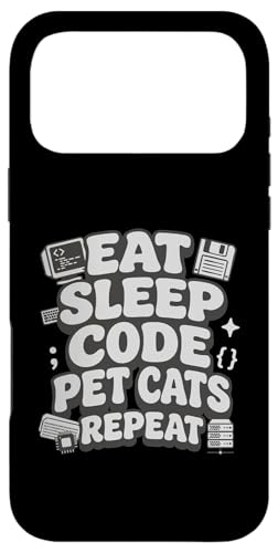 Eat Sleep Code Pet Cats Repeat Funny Programmer Cat Lover �X�}�z�P�[�X iPhone 17 Pro Max �p
