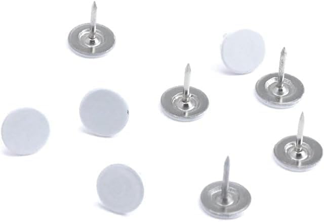 100Pcs White Thumb Tacks Flat Decorative Pin Push Pins Home/Office for Bulletin Board, Notice Board/Map Nails, Small in Size, Adhesives and Fasteners（Rounded 11mm/0.43" Nailhead L13mm/0.51"）