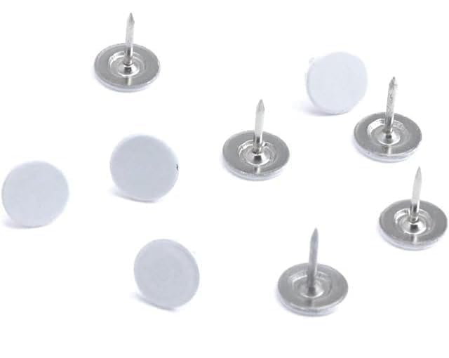 100Pcs White Thumb Tacks Flat Decorative Pin Push Pins Home/Office for Bulletin Board, Notice Board/Map Nails, Small in Size, Adhesives and Fasteners（Rounded 11mm/0.43" Nailhead L13mm/0.51"）