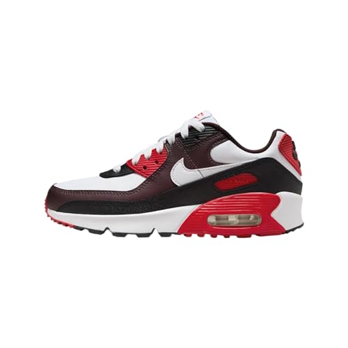 Nike Air Max 90 Big Kids' Shoes (HF6358-600, Burgundy Crush/Black/University Red/White) Size 4