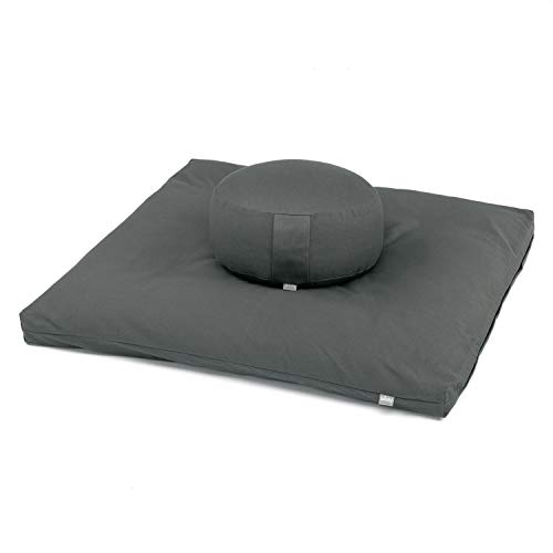 Bodhi Meditations-Set | ECO Serie | Meditationsmatte (Zabuton) & Rondo Meditationskissen | Mit Bio-Dinkelfüllung | Bezug aus 100% Bio-Baumwolle...