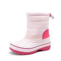 DREAM PAIRS Boys Girls Snow Boots Water-Resistant Outdoor Warm Cozy Anti-Slip Mid Calf Faux Fur Lining Winter Shoes for Toddler/Little/Big Kids,Size 8 Little Kid,Pink,KKUMSB2504