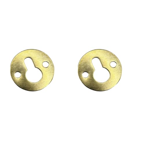 Image of 50 Pcs Round Keyhole Hangers Metal Keyhole Hanger with 100 Pieces Mounting Screws Keyhole Hanger for Mirror Picture Frames（Golden）