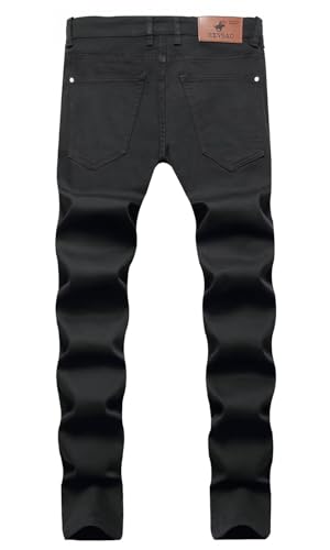 Image of HENGAO Mens Ripped Jeans Stretch Skinny Jeans with Zipper Size 28-48