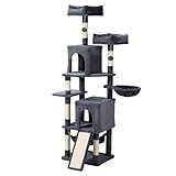 Letkind Cat Tree, 70-Inch Cat Tree Tower with Hammock, Scratching Post, Condo and Multi-Level Cat Tower, Large Cat Activity Center Playhouse, Dark Gray LCT015