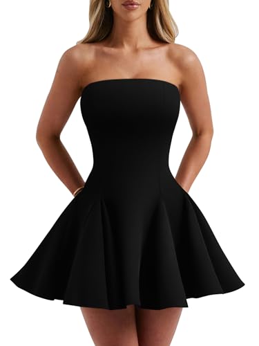 DAAWENXI Women's Sexy Summer Strapless Mini Dress Homecoming Off Shoulder