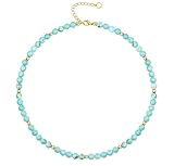 Aloha Collar de mujer y niña dorada con piedras turquesas 4 mm – Collar elegante con detalle de color, largo 38 + 5 cm