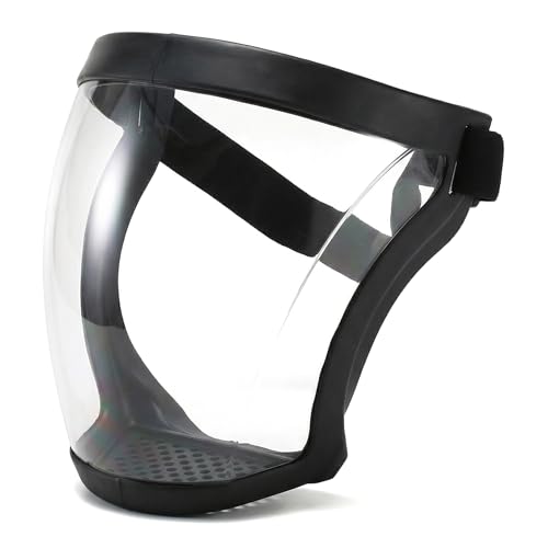 ljhnba Full Face Protective Shield for Adults - Anti-Fog Safety Mask for Construction, Woodworking, Motorcycle, Cycling & Skiing, Adjustable Head Strap, Lightweight Polycarbonate Visor (Black)
