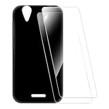 ESCAMOT Bedruckte Hülle + 2 Glas Schutzfolie Kompatibel mit Acer Liquid Z630, Stoßfeste Weiche Cover & HD Klare Tempered Glass Folie (Schwarz)