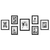 Americanflat 7 Pack Gallery Wall Set | Displays One 11x14, Two 8x10, and Four 5x7 inch photos. Shatter-Resistant Glass. Hanging Hardware Included! , Black