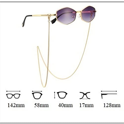 HMRGLMIE-Chain Irregular Small Sunglasses For Women Gradient Chain Sun Glassses Female Alloy Eyewear Uv4003