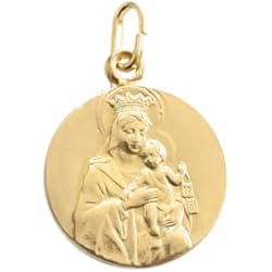 Medalla De La Virgen Del Carmen Medalla Colgante Escapulario Virgen del Carmen Sagrado Corazón de Jesús en Plata de Ley Cubierta de Oro de 18kt