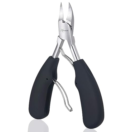 Image of MAYCREATE Toe Nail Clipper for Ingrown or Thick Toenails, Heavy Duty Toenail Trimmer Nail Clipper Pedicure Tool with Long Handle and Soft Grip for Seniors