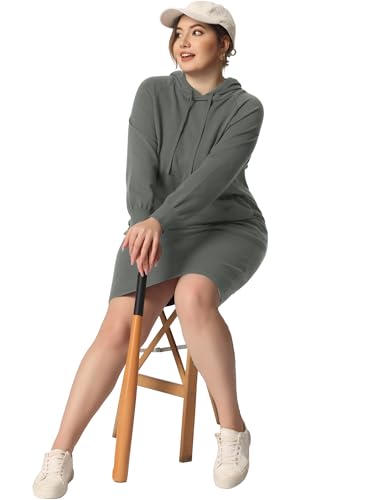 Image of Agnes Orinda Plus Size Hoodie Sweater Dress for Women Long Sleeve Pullover Fall Mini Bodycon Sweatshirt Dresses