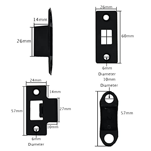 Strike Plate Matt Black Latch Door Frame + Dust Box + Matching Screws (5) - Image 3