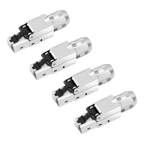 QIQIAZI CAT 7 RJ45 Stecker Werkzeuglos Netzwerkstecker,LAN Stecker Werkzeuglos, Kompatibel Cat 7,6a,6 Netzwerkkabel, Ethernet Stecker Bis zu 10 Gbps | 1000M Stabile Signal&uuml;bertragung (4 St&uuml;ck)