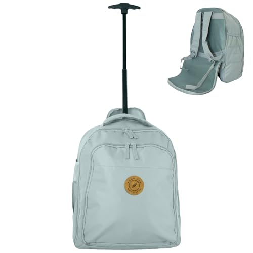 Bordlite EasyJet Cabin Approved Wheeled Backpack 45x36x20cm 2 in 1 Lightweight Trolley Bag & Rucksack on Wheels (1.53kg 36L) Underseat Hand Luggage for Travel Business Weekend Trips - Blue