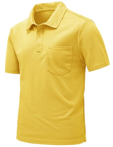 Image of Rdruko Men's Polo Shirts Short Sleeve Quick Dry Outdoor Golf Sports Shirts with Pocket