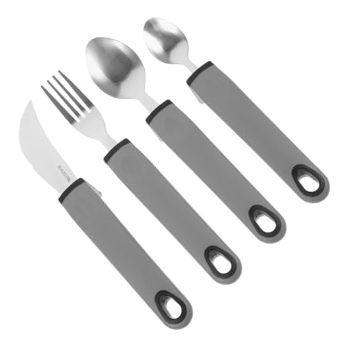 HAPINARY Elderly Feeding Tableware Kit Adaptive Utensils Anti-Shake Design for Seniors and Disabled