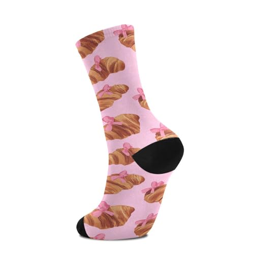 Wusikd Pink Croissants Socks for Women and Men Long Socks for Athletic Running 14