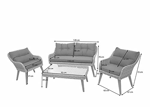 BJYX gartenlounge Gartengarnitur, Lounge-Set, Akazie halbrundes Poly-Rattan Spun Poly – Bild 7