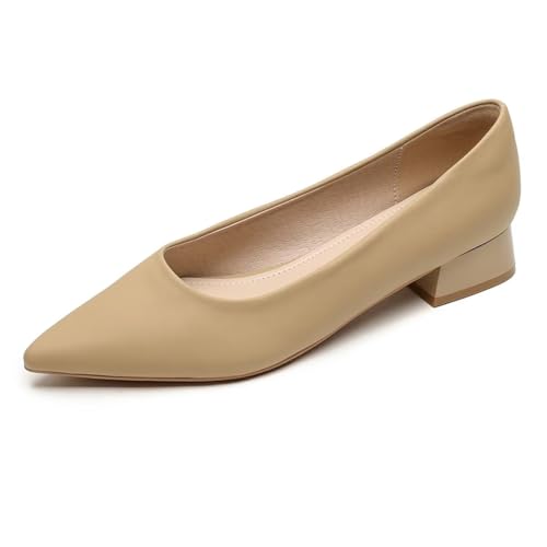 LUXINYU Women Closed Pointed Toe Heels Patent Leather Shoes Chunky Block Low Heels Comfortable Women's Pumps Slip-On Dress Office Party Wedding Shoes