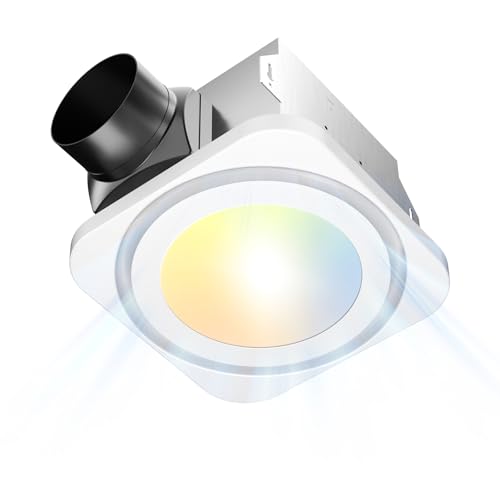 Amico Bathroom Exhaust Fan with Light, 80 CFM, 1.0 Sones, 1400LM, 3CCT, Easy Install & Very Quiet, Ceiling Mount Shower Bathroom Fan with light, Powerful Bathroom Vent Fan, FCC Certified