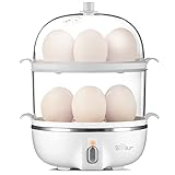 Bear Egg Cooker,14 Egg Capacity Hard Boiled Egg Cooker, Rapid Electric Egg Boiler Maker & Poacher for Hard Boiled Scrambled Omelets Poached Eggs Steamed Vegetables Dumplings with Egg Piercer, White