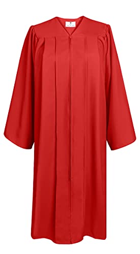 GradPlaza Matte Choir Robe for Church Baptism Officiant Confirmation Costume,Graduation Gown for School,Judge Robe,Pastor Robes Red Size 51