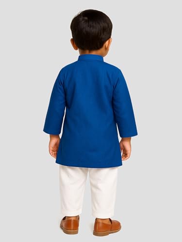 Image of JBN Creation Boys Cotton Blend Kurta Pyjama Set - Ethnic Elegance for Festivals | Comfortable Classic Collar Full Sleeves Kurta for Kids