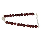  Holyart Bracelet Pierres de Lave Rouge 6,5 mm médaille Ste Rita zircons Blancs Argent 925